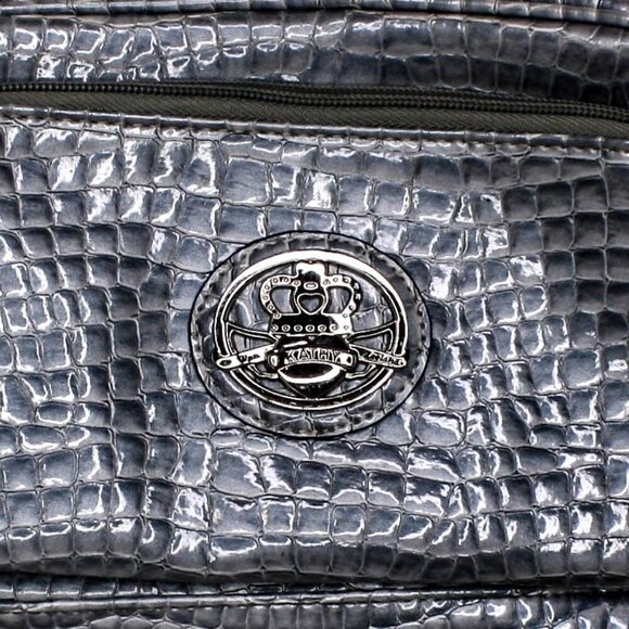 Kathy Van Zeeland Purse Shoulder Bag Faux Croc Embossed Leather Silver G… - Picture 2 of 7